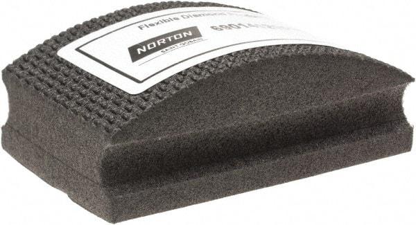 Norton - Medium Grade, 120 Grit, Diamond Hand Pad - Black, 2-1/8" Wide x 3-1/2" Long x 1-1/2" Thick, Nonwoven - All Tool & Supply