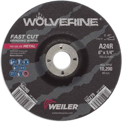 Vortec Pro 6″ × 1/4″ Type 27 Grinding Wheel, A24R, 7/8″ Arbor Hole - All Tool & Supply