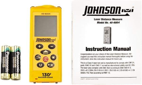 Johnson Level & Tool - 0.05 m to 39.62 m, Laser Distance Finder - 2 AA Alkaline Battery, Accurate to 1/16 Inch - All Tool & Supply