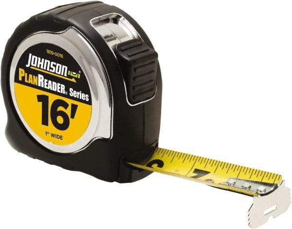 Johnson Level & Tool - 16' x 1" Tape Measure - 1/16" Graduation, Inch Graduation Style - All Tool & Supply