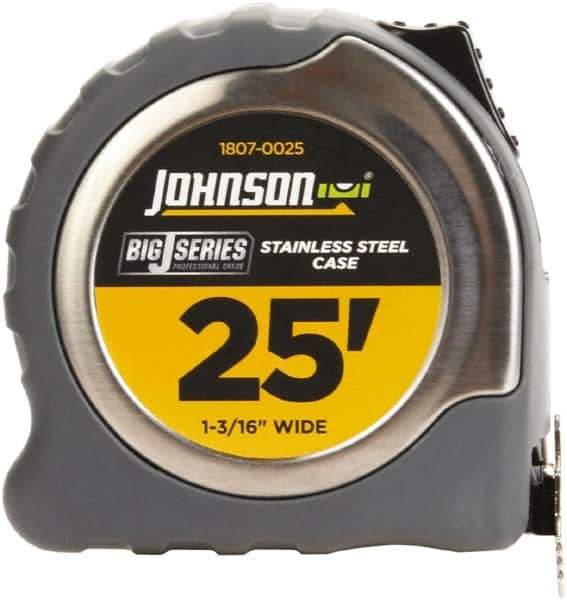 Johnson Level & Tool - 25' x 1-3/16" Tape Measure - 1/16" Graduation, Inch Graduation Style - All Tool & Supply