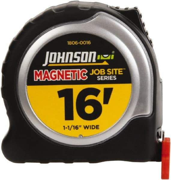 Johnson Level & Tool - 16' x 1-1/16" Tape Measure - 1/16" Graduation, Inch Graduation Style - All Tool & Supply