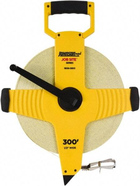 Johnson Level & Tool - 300' x 1/2" Tape Measure - 1/8" (Face) & 1/10" (Back) Graduation, Inch Graduation Style - All Tool & Supply