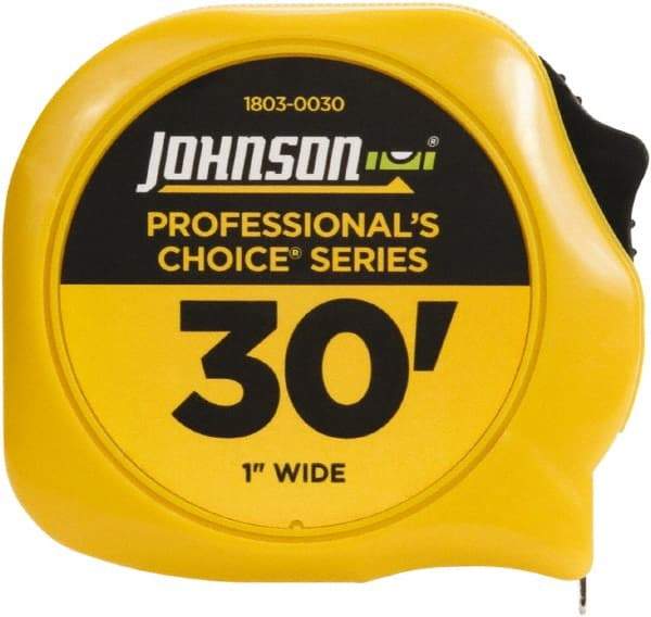 Johnson Level & Tool - 30' x 1" Tape Measure - 1/16" Graduation, Inch Graduation Style - All Tool & Supply