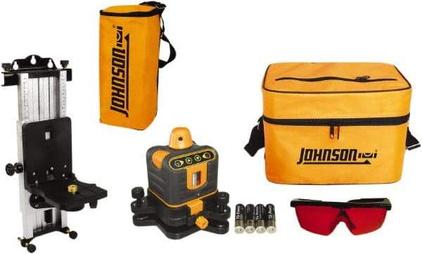 Johnson Level & Tool - 800' (Exterior) Measuring Range, 1/4" at 100' Accuracy, Manual-Leveling Rotary Laser - 150 to 300 RPM, 2 Beams, AA Battery Included - All Tool & Supply