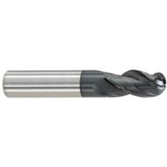 1/2" Dia. - 1" LOC - 3 OAL Ball Nose 3 FL Carbide S/E HP End Mill-AlTiN - All Tool & Supply