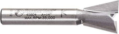 Amana Tool - 1/2" Cut Diam, 1/2" Length of Cut, 2 Flute Dovetail Edge Profile Router Bit - Carbide-Tipped, 1/4" Shank Diam, 1-3/4" OAL, Uncoated - All Tool & Supply