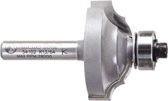 Amana Tool - 1-1/4" Cut Diam, 1/2" Length of Cut, 2 Flute Classical Edge Profile Router Bit - Carbide-Tipped, 1/4" Shank Diam, 2" OAL, Uncoated - All Tool & Supply