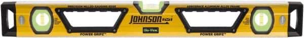 Johnson Level & Tool - 96" Long 3 Vial Box Beam Level - Aluminum, Yellow, 2 Plumb & 1 Level Vials - All Tool & Supply