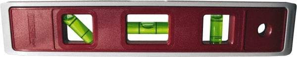 Johnson Level & Tool - Magnetic 9" Long 3 Vial Torpedo Level - ABS Plastic, Red, 1 Plumb, 1 Level & 1 45° Vials - All Tool & Supply