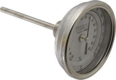 Wika - 4 Inch Long Stem, 3 Inch Dial Diameter, Stainless Steel, Back Connected Bi-Metal Thermometer - -20 to 60°C, 1% Accuracy - All Tool & Supply