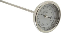 Wika - 9 Inch Long Stem, 3 Inch Dial Diameter, Stainless Steel, Back Connected Bi-Metal Thermometer - -15 to 90°C, 1% Accuracy - All Tool & Supply