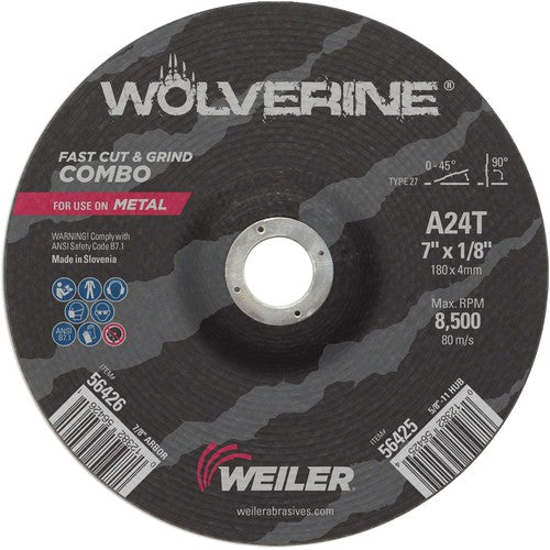 Vortec Pro 7″ × 1/8″ Type 27 Cutting Wheel, A24T, 7/8″ Arbor Hole - All Tool & Supply