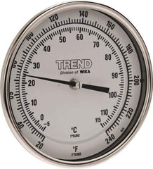 Wika - 2-1/2 Inch Long Stem, 5 Inch Dial Diameter, Stainless Steel, Back Connected Bi-Metal Thermometer - -5 to 115°C, 1% Accuracy - All Tool & Supply