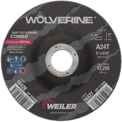 Vortec Pro 5″ × 1/8″ Type 27 Cutting Wheel, A24T, 7/8″ Arbor Hole - All Tool & Supply