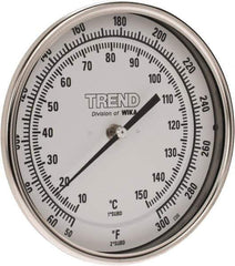 Wika - 6 Inch Long Stem, 5 Inch Dial Diameter, Stainless Steel, Back Connected Bi-Metal Thermometer - 10 to 150°C, 1% Accuracy - All Tool & Supply