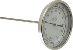 Wika - 9 Inch Long Stem, 5 Inch Dial Diameter, Stainless Steel, Back Connected Bi-Metal Thermometer - -15 to 90°C, 1% Accuracy - All Tool & Supply