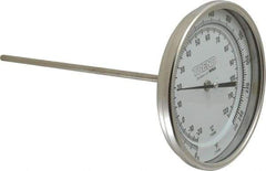 Wika - 9 Inch Long Stem, 5 Inch Dial Diameter, Stainless Steel, Back Connected Bi-Metal Thermometer - -20 to 120°C, 1% Accuracy - All Tool & Supply