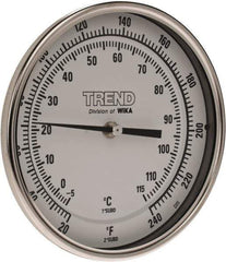 Wika - 9 Inch Long Stem, 5 Inch Dial Diameter, Stainless Steel, Back Connected Bi-Metal Thermometer - -5 to 115°C, 1% Accuracy - All Tool & Supply