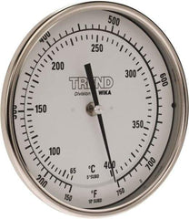 Wika - 9 Inch Long Stem, 5 Inch Dial Diameter, Stainless Steel, Back Connected Bi-Metal Thermometer - 65 to 400°C, 1% Accuracy - All Tool & Supply