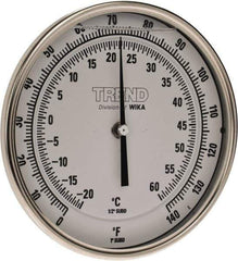 Wika - 4 Inch Long Stem, 5 Inch Dial Diameter, Stainless Steel, Back Connected Bi-Metal Thermometer - -20 to 60°C, 1% Accuracy - All Tool & Supply