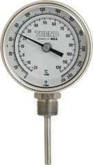 Wika - 2-1/2 Inch Long Stem, 3 Inch Dial Diameter, Stainless Steel, Bottom Connected Bi-Metal Thermometer - -20 to 120°C, 1% Accuracy - All Tool & Supply