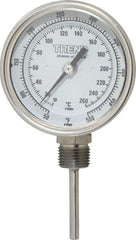 Wika - 2-1/2 Inch Long Stem, 3 Inch Dial Diameter, Stainless Steel, Bottom Connected Bi-Metal Thermometer - 10 to 260°C, 1% Accuracy - All Tool & Supply