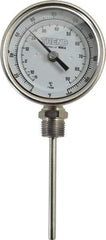 Wika - 4 Inch Long Stem, 3 Inch Dial Diameter, Stainless Steel, Bottom Connected Bi-Metal Thermometer - -15 to 90°C, 1% Accuracy - All Tool & Supply