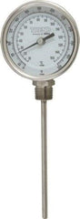 Wika - 6 Inch Long Stem, 3 Inch Dial Diameter, Stainless Steel, Bottom Connected Bi-Metal Thermometer - 10 to 150°C, 1% Accuracy - All Tool & Supply