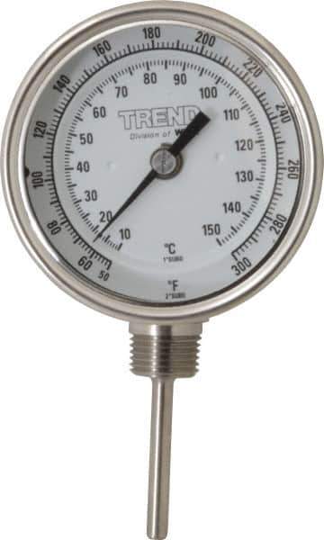 Wika - 2-1/2 Inch Long Stem, 3 Inch Dial Diameter, Stainless Steel, Adjustable Angle Bi-Metal Thermometer - 10 to 150°C, 1% Accuracy - All Tool & Supply