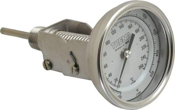 Wika - 2-1/2 Inch Long Stem, 3 Inch Dial Diameter, Stainless Steel, Adjustable Angle Bi-Metal Thermometer - 10 to 260°C, 1% Accuracy - All Tool & Supply