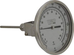 Wika - 4 Inch Long Stem, 5 Inch Dial Diameter, Stainless Steel, Adjustable Angle Bi-Metal Thermometer - -5 to 115°C, 1% Accuracy - All Tool & Supply