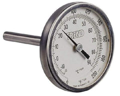 Wika - 2-1/2 Inch Long Stem, 2 Inch Dial Diameter, Stainless Steel, Back Connected Bi-Metal Thermometer - -70 to 70°C, 1% Accuracy - All Tool & Supply