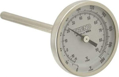 Wika - 4 Inch Long Stem, 2 Inch Dial Diameter, Stainless Steel, Back Connected Bi-Metal Thermometer - -15 to 90°C, 1% Accuracy - All Tool & Supply