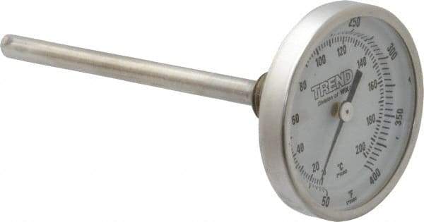 Wika - 4 Inch Long Stem, 2 Inch Dial Diameter, Stainless Steel, Back Connected Bi-Metal Thermometer - 10 to 200°C, 1% Accuracy - All Tool & Supply