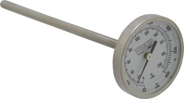 Wika - 6 Inch Long Stem, 2 Inch Dial Diameter, Stainless Steel, Back Connected Bi-Metal Thermometer - 10 to 200°C, 1% Accuracy - All Tool & Supply