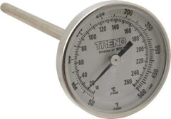 Wika - 6 Inch Long Stem, 2 Inch Dial Diameter, Stainless Steel, Back Connected Bi-Metal Thermometer - 10 to 260°C, 1% Accuracy - All Tool & Supply