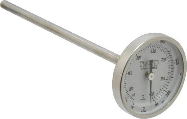 Wika - 6 Inch Long Stem, 2 Inch Dial Diameter, Stainless Steel, Back Connected Bi-Metal Thermometer - 65 to 400°C, 1% Accuracy - All Tool & Supply