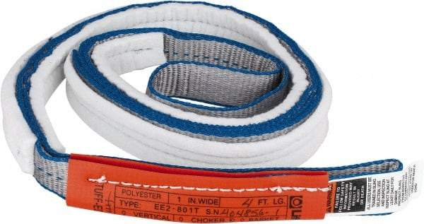 Lift-All - 4' Long x 1" Wide, 3,200 Lb Vertical Capacity, 2 Ply, Nylon Web Sling - 2,500 Lb Choker Capacity - All Tool & Supply