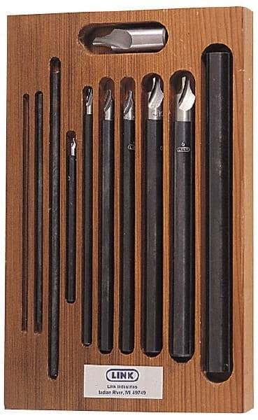 Link Industries - 11 Piece, #0 to 7, Radius Edge, High Speed Steel Combo Drill & Countersink Set - Single End - All Tool & Supply