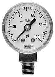 Wika - 2" Dial, 1/4 Thread, 0-160 Scale Range, Pressure Gauge - Center Back Connection Mount, Accurate to 2.5% of Scale - All Tool & Supply