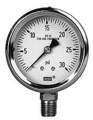 Wika - 2-1/2" Dial, 1/4 Thread, 0-2,000 Scale Range, Pressure Gauge - Lower Connection Mount, Accurate to 1.5% of Scale - All Tool & Supply