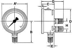 Wika - 4" Dial, 1/4 Thread, 0-400 Scale Range, Pressure Gauge - Lower Back Connection Mount, Accurate to 1% of Scale - All Tool & Supply