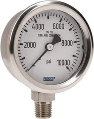 Wika - 2-1/2" Dial, 1/4 Thread, 0-10,000 Scale Range, Pressure Gauge - Lower Connection Mount, Accurate to 1.5% of Scale - All Tool & Supply