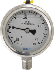 Wika - 2-1/2" Dial, 1/4 Thread, 30-0-60 Scale Range, Pressure Gauge - Lower Connection Mount, Accurate to 1.5% of Scale - All Tool & Supply