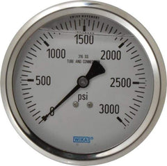 Wika - 4" Dial, 1/2 Thread, 0-3,000 Scale Range, Pressure Gauge - Lower Back Connection Mount, Accurate to 1% of Scale - All Tool & Supply