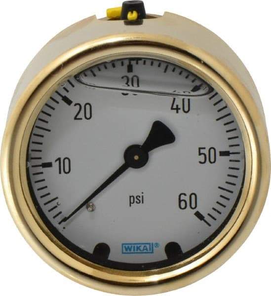 Wika - 2-1/2" Dial, 1/4 Thread, 0-60 Scale Range, Pressure Gauge - Back Connection Mount, Accurate to 1.5% of Scale - All Tool & Supply