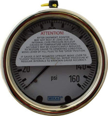 Wika - 2-1/2" Dial, 1/4 Thread, 0-160 Scale Range, Pressure Gauge - Back Connection Mount, Accurate to 1.5% of Scale - All Tool & Supply