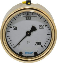 Wika - 2-1/2" Dial, 1/4 Thread, 0-200 Scale Range, Pressure Gauge - Back Connection Mount, Accurate to 1.5% of Scale - All Tool & Supply