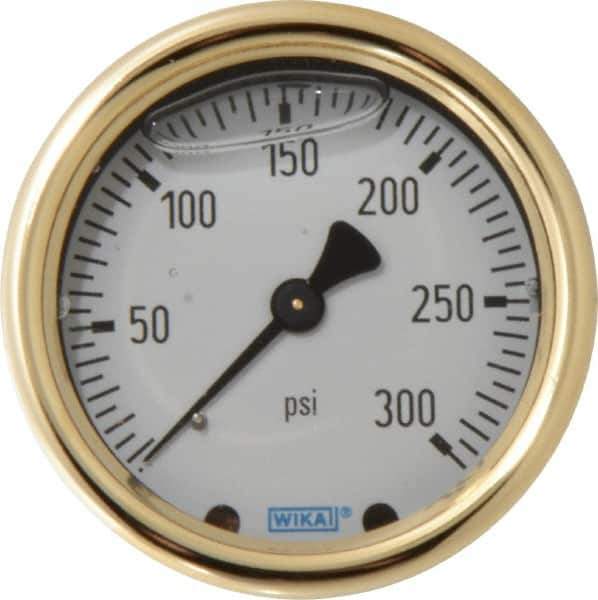 Wika - 2-1/2" Dial, 1/4 Thread, 0-300 Scale Range, Pressure Gauge - Back Connection Mount, Accurate to 1.5% of Scale - All Tool & Supply